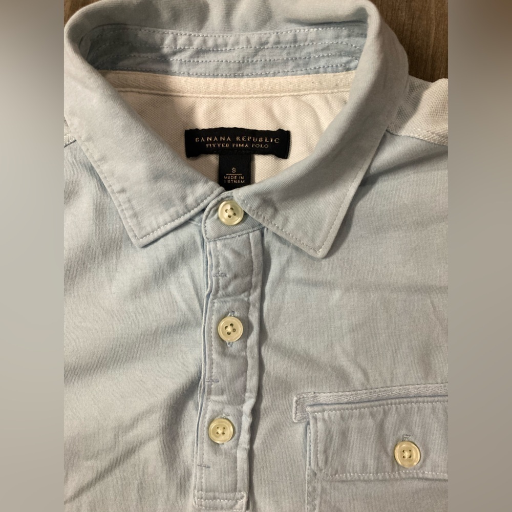 Banana Republic Men’s Light Blue Small Fitted Pima‎ Polo Shirt